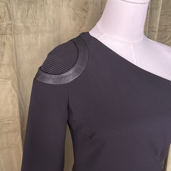 VERSACE Black One Shoulder Long Sleeve Cocktail Dress - Picture 2 of 15